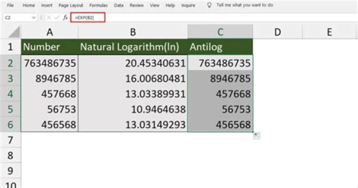 Can i find antilog in excel?
